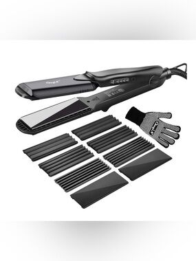Ckeyin Black Hair Crimper with Interchangeable Plates